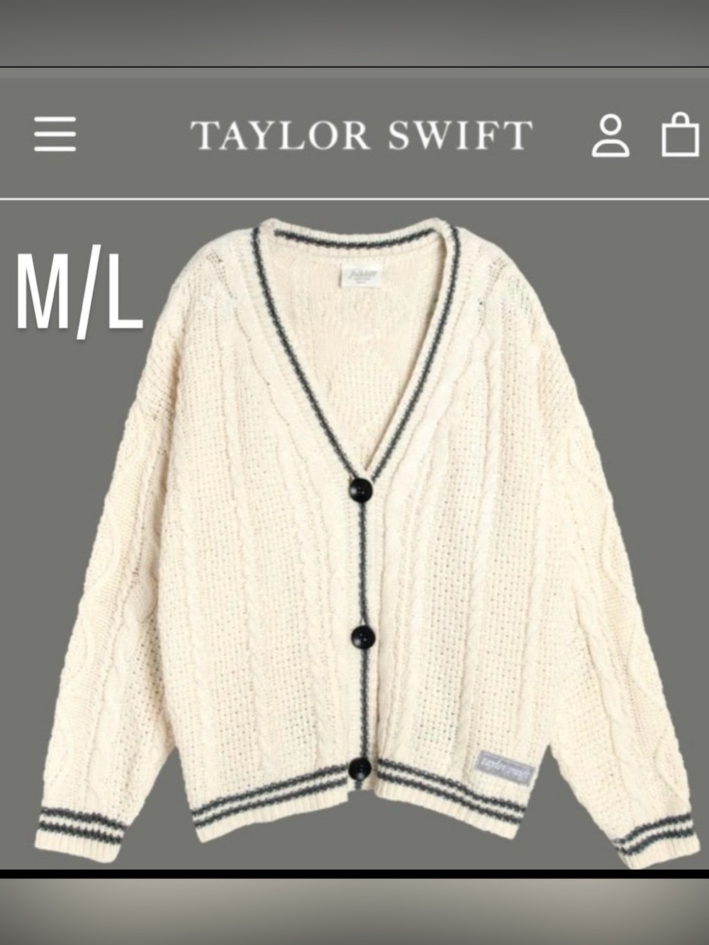 Taylor Swift Brand New folklore original Cardigan MD/LG M/L Sweater 2024 NWT